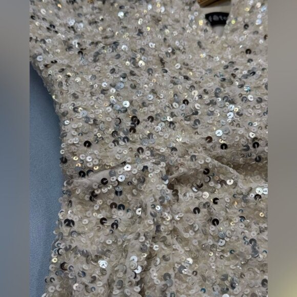 🆕 RETROFETE 🧿 NWOT Omer Sequin Dress, White & Silver, Sz XS (UK 8 US 4 ) - Picture 16 of 16
